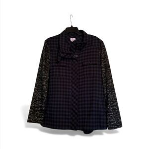 LOGO |  by Lori Goldstein Plaid Jacket with Black Sleeves